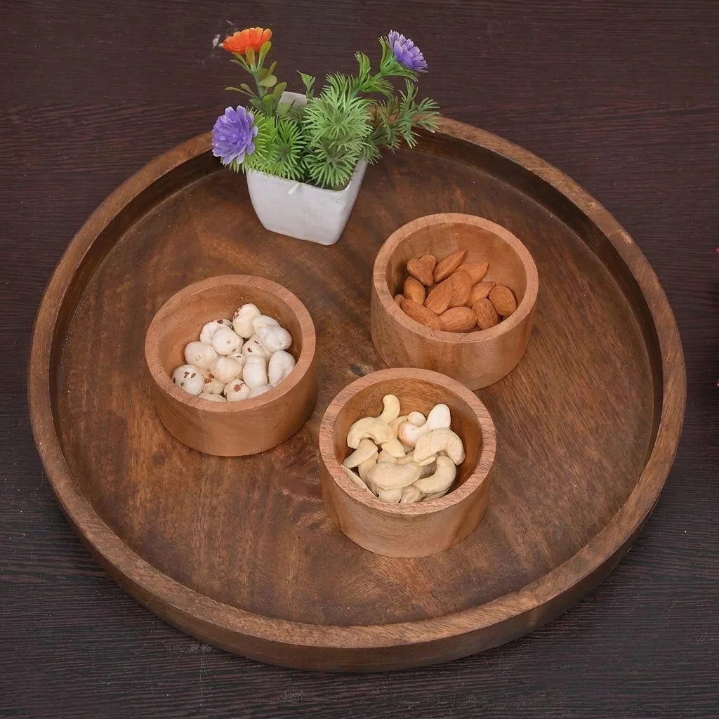 EDHAS Round Wooden Decorative Tray – photo 3