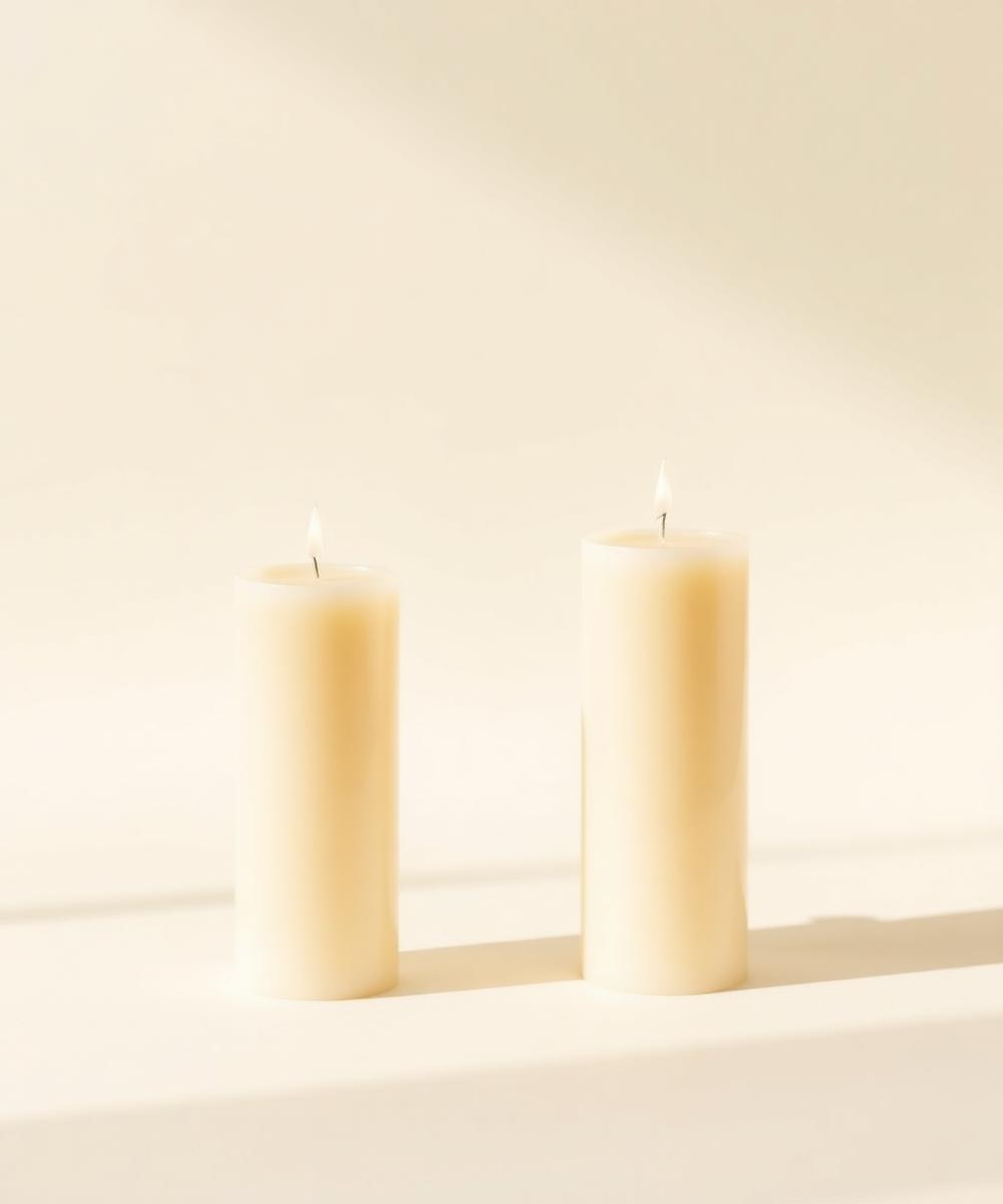 Unscented cream pillar candles from the Heimora candle collection