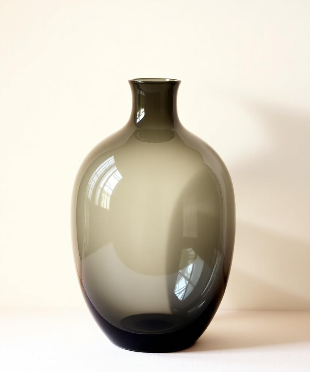 Smoked grey hand-blown glass vase from the Heimora glass vase collection