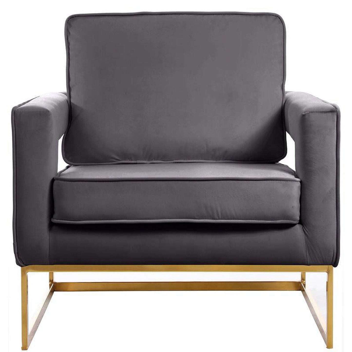 Noah Gray Velvet Accent Chair with Gold Iron Base